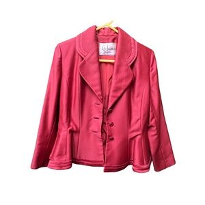 Vintage 1950s Red Satin Peplum Jacket Lilli Annette Diminutive ILGWU Union